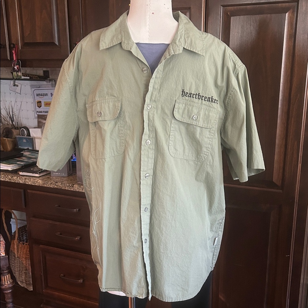 Cornerstore Bodega Sz XXL Men's Green Short Sleeve Button Down Shirt GUC